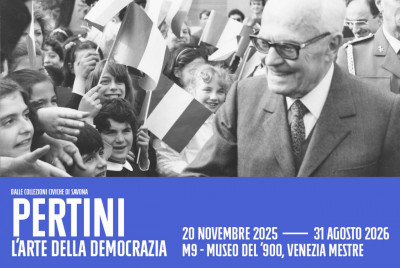 Banner mostra dedicata a Pertini al museo M9 di Mestre